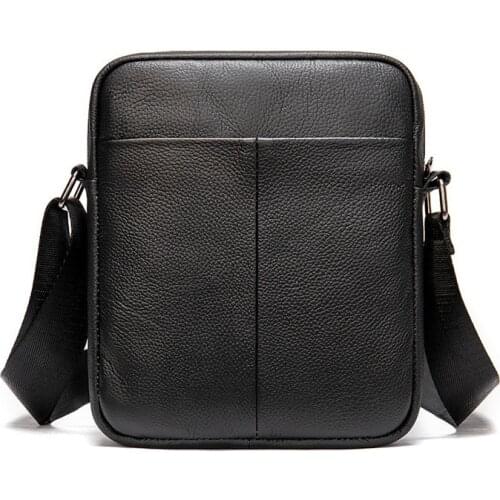 Mens Small Bag Cow Leather Messenger Bag Satchels Man Crossbody Shoulder Bag For Travel Casual Male Zipper Pouch Phone Bag