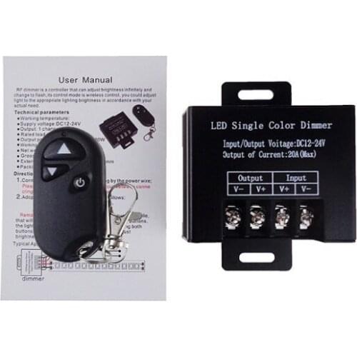Led Strip 5050 3528 Single Color Dimmer with RF 3 Keys Wireless Remote Controller 12-24V 30A