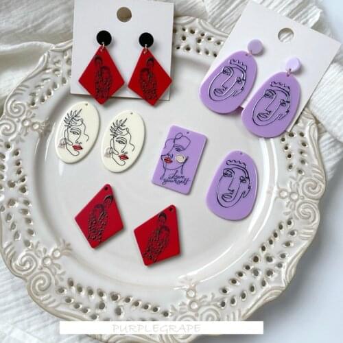 Street style exaggeration modern fashion abstract lines figure Acrylic Pendant DIY earrings earrings pendant material
