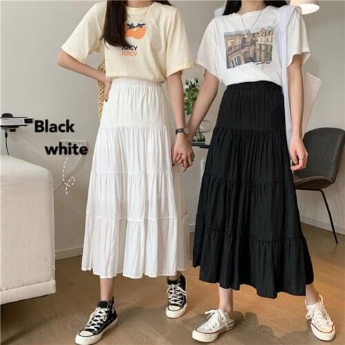 Womens Skirt Vintage Clothes Long Skirts White Harajuku Summer High Waist Streetwear 2021 Fashion flowy Spring Elastic Chiffon