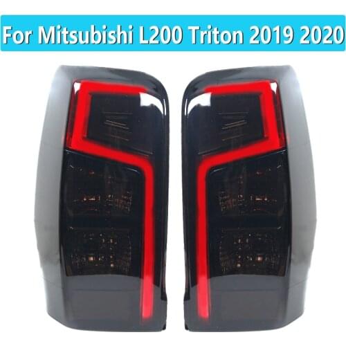 1Pair For Mitubishi Triton L200 2019-2021 Car Smorked Black Rear Lights High Additional Brake Turn Signal Reverse Light Lamp