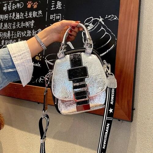 Women Handbag Fashion Shiny Leather Shoulder Bag Teenager Girl Multifunctional Small Bag Female Soft Multi-pockets Messenger Bag