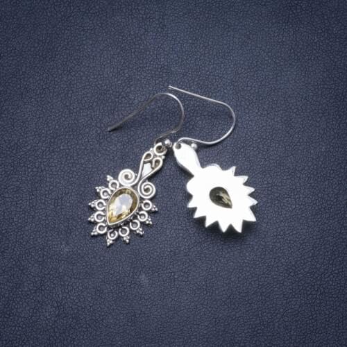 Natural Citrine Handmade Unique 925 Sterling Silver Earrings 1.25" Y1255