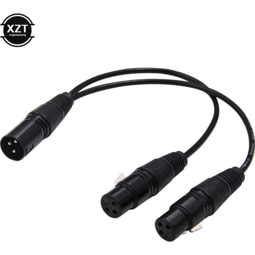1pcs 3-Pin XLR Plug to Dual 2 Female Jack Y Splitter Mic DJ Cable Adaptor 16 AWG extension cable For Multimedia newest