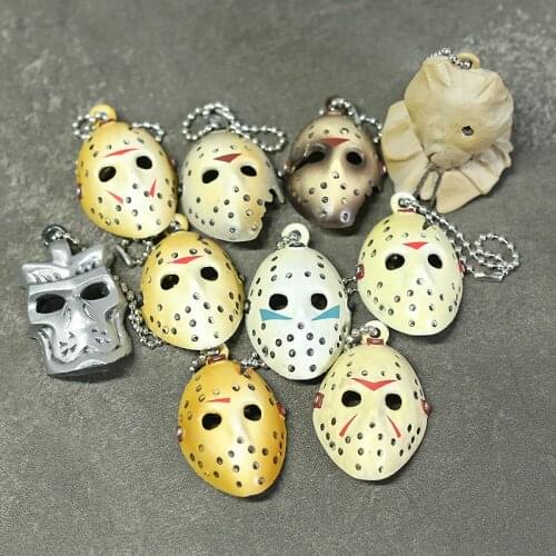 10pcs/set Jason Voorhees Masks Mini PVC Figures Toys Pendants 4cm
