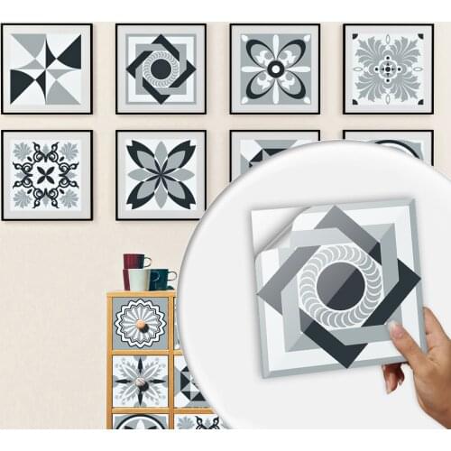 10pcs/Set European Retro Style Hard Tiles Wall Sticker Kitchen Bathroom Tables Art Mural Waterproof & Oil-proof PVC Wall Decals