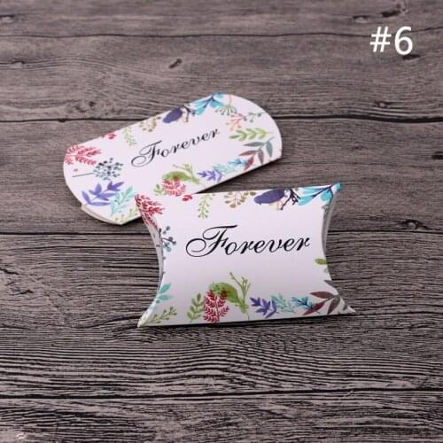 10pcs/lot Colorful Branch Forever Printed Pillow Box 6.5x9x2.5cm Fashion DIY Jewelry Earrings Necklace Charms Hand Gift Package