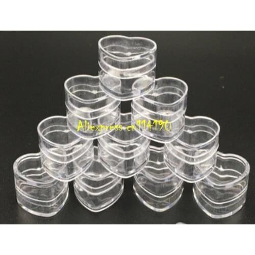 100pcs/lot Free Shipping 4g Heart Shape Clear Plastic Cream Jar 4cc PS Containers Empty Cosmetic Box