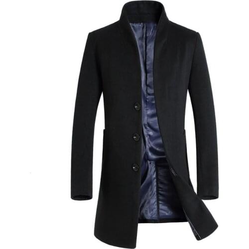 2020 New Long Wool Coat Men Fashion Pea Coat Jacket Wool & Blends Autumn Winter Jackets Mens Woolen Overcoat Plus Size 5XL 6XL