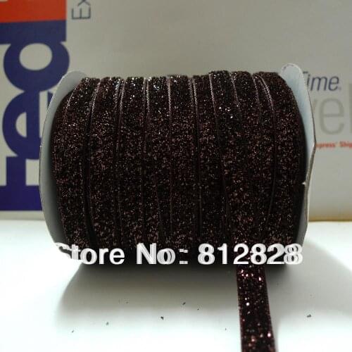 3/8'' 10mm #14 Dark Brown Metallic Velvet Ribbon Great For Headbands
