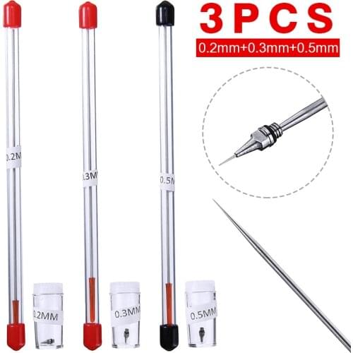 3Pcs 0.2mm/0.3mm/0.5mm Airbrush Nozzle & Needle Tips Spraying Replacement Tools Airbrush Accessories