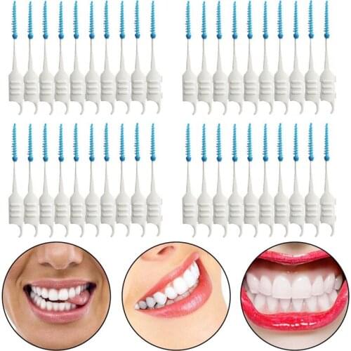 40pcs Teeth Toothpicks Dental Floss Picks Interdental Brush Stick Tooth Clean