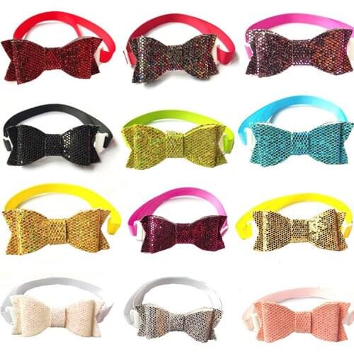 50pcs Pet Dog Bow Ties Sequins Pet Dog Bow Tie Necktie Dog Accessories for Small Medium Dog Pet Grooming
