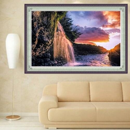 Diamond Embroidery Diy Diamond Painting Cross Stitch Kits Diamond Mosaic Sunset Falls Full Square Diamond Embroidery CS114