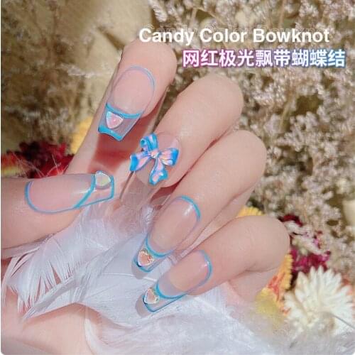 Aurora Butterfly Nails Art Accessories Resin Ballet Ribbon AB 3D Fashion Elegant Japanese Ornament DIY Charms Decorations