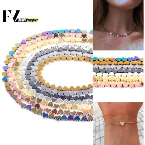 Love Heart Shape Golden Black Hematite Natural Stone Loose Spacer Beads For Jewelry Making Diy Bracelet Necklace Charms 6-8mm