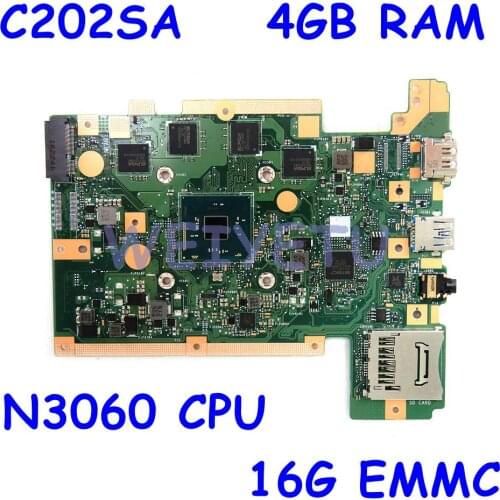 C202SA N3060 CPU 4GB RAM 16G EMMC motherboard For ASUS C202SA C202S C202 Laptop motherboard C202SA Mainboard Fully tested