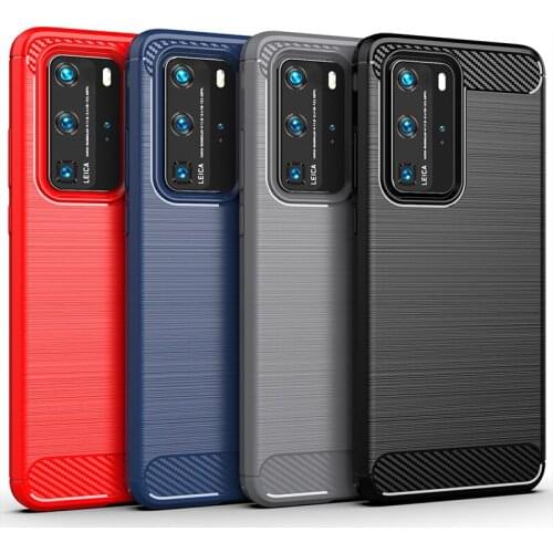 For Huawei P40 Pro Plus Pro+ lite E Y7p P20 Lite 2019 Case Carbon Fiber Cover Full Protection Phone Case Cover Shockproof Bumper