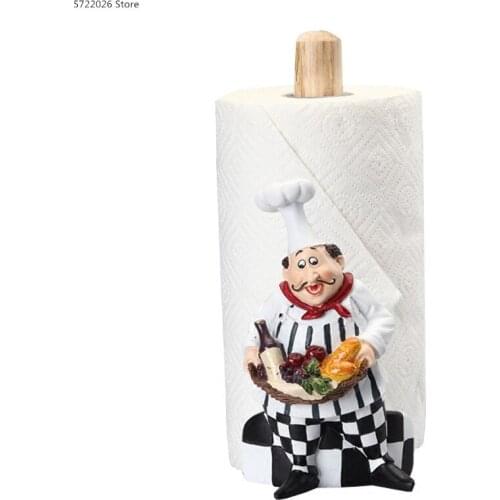 Bathroom free punch paper holder creative chef character household vertical paper holder kitchen restaurant paper towel holder