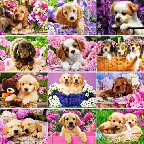 Evershine Diamond Embroidery Dog 5D DIY Diamond Painting Flower Cross Stitch Mosaic Sale Animals Crafts Home Decoration
