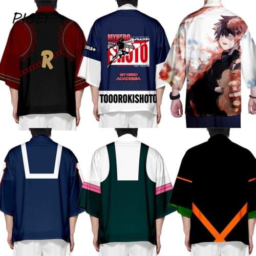 Anime My Hero Academia Cosplay T-shirt Mens boku no hero academia Midoriya Izuku Kimono Coat Casual Shirts Blouse for Boys