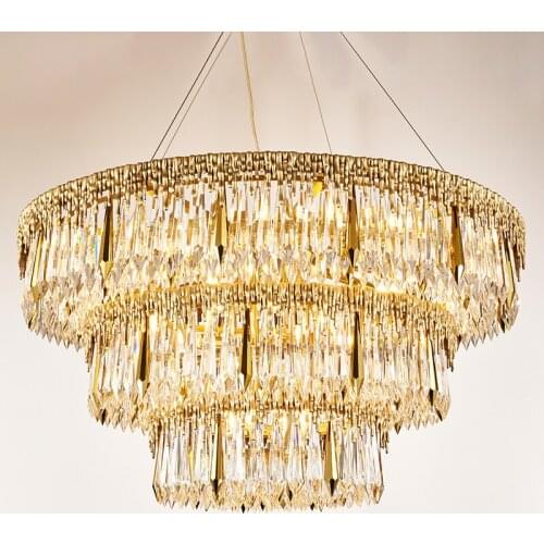 Crystal chandelier postmodern Hong Kong style light luxury style simple high-end living room dining room bedroom Nordic lamps