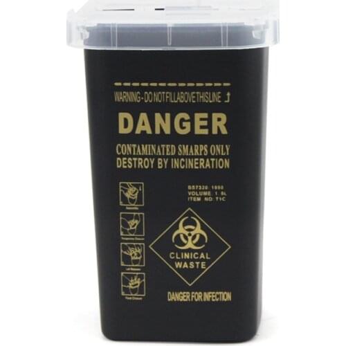 Tattoo Needles Garbage Container Danger Waste Small Cabinet Kitchen Trash Can For Kitchen Cupboard With Lid Waste Bin Black H1