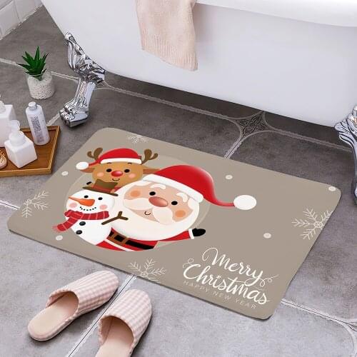 Santa Claus Entrance Door Floor Mat Door Mat Non-Slip Foot Pad Home Welcome Carpet For Hallway Bath Kitchen Doormat