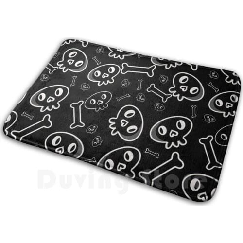 Skull And Bones Mat Rug Carpet Anti-Slip Floor Mats Bedroom Skull Bone Pattern Halloween Cute Scary Fun Spooky October