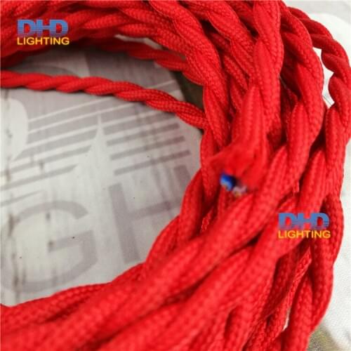 10 meters 2 x 0.75mm2 RED Vintage Twisted Textile Electrical Cable Antique Lamp Cord Pendant Light Lamp Wire