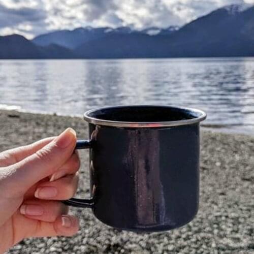 Creative Enamel Mugs with Simple Retro White Handmade Coffee Milk Cups Travel Camping Drinking Tea Beer Mugs Cup Unique Gifts