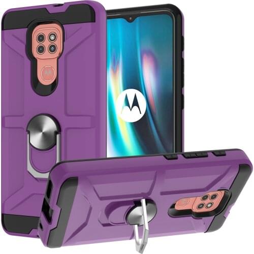 Magnetic Metal Ring Stand Armor Shockproof Case For Motorola Moto G9 Play E7 Plus Soft TPU Bumper Hard PC Protective Back Cover