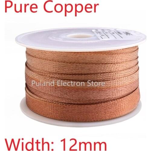 Width 12mm Copper Braided Cable Sleeve Anti Interference Wire Wrap Signal Shield Protector Audio Power Line Screen Metal Sheath