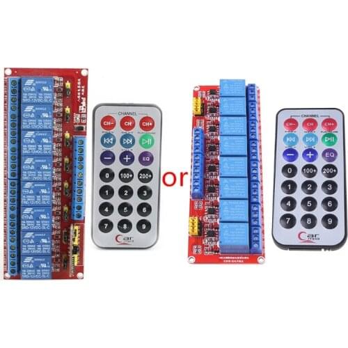 12V Multi-function 8-Channel Relay Module Bidirectional Infrared Remote Control E56B