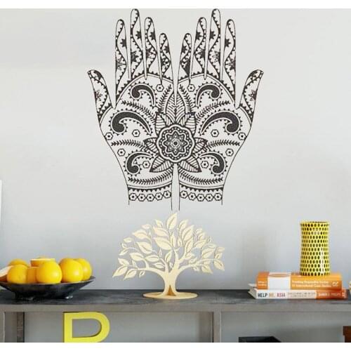 Wall stickers Bohemian Style Yoga Fatima Hand Indian Buddha Bedroom Livingroom Decal Art Vinyl Stickers Home decoration HY334