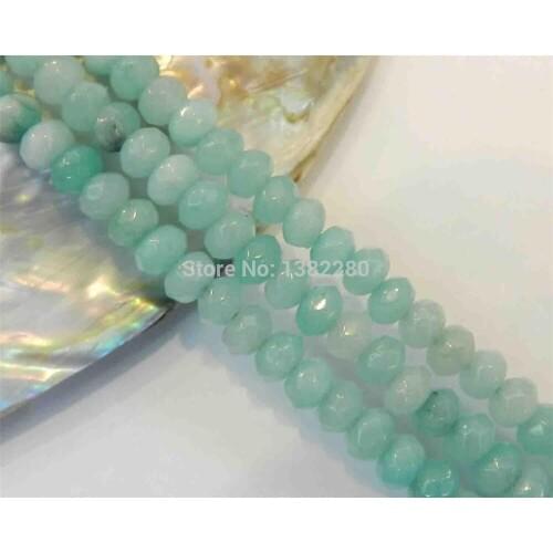 New! 4X6mm Light Blue Faceted Brazilian Blue color gem Loose Beads 15" 2 pieces / lot Fashion DIY Jewelry Making