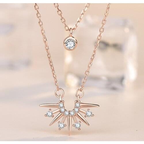 New Fashion Summer Sunrise Necklace Micro-inlaid Silver Adjustable Fairy Necklace Remotic Gift Jewelry For Woman