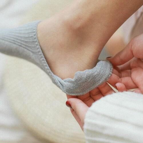 New Straight Shallow Mouth Invisible Socks Double Needle Does Not Drop With Multicolor Women Boat Socks Antiskid Female Socks Wh