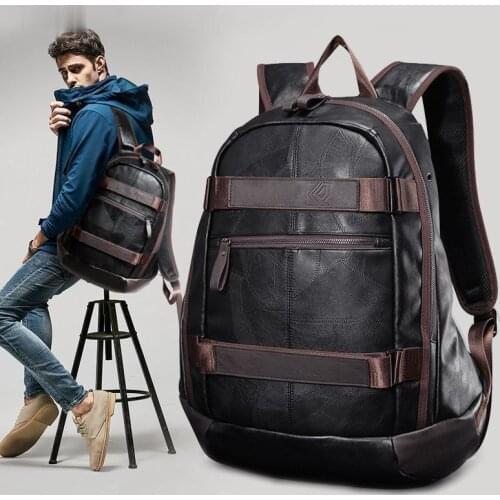 New mens backpack college school bag large capacity retro zipper USB charging computer backpack travel backpack