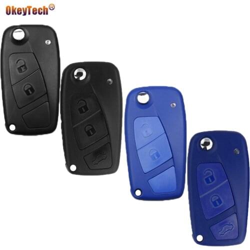OkeyTech 3 Button Flip Folding Remote Car Key Shell Case For Fiat Punto Ducato Iveco Stilo Panda Doblo Bravo Replacement Fob Pad