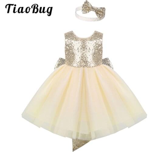 Infant Baby Girls Newborn Princess Dress Party Round Neck Sleeveless Mesh Tutu Flower Sequins Dresses With Bowknot Wedding Gown
