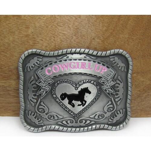 BuckleClub zinc alloy western cowgirl up belt buckle jeans belt buckle FP-02963 pewter finish 4cm width loop