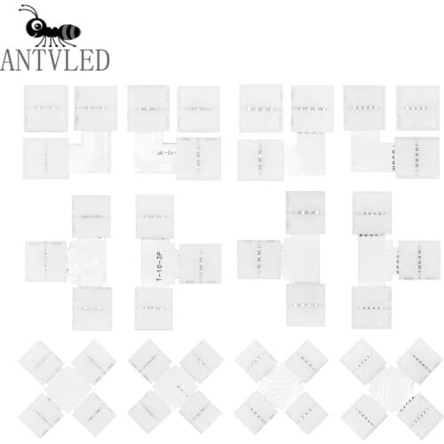 Led Strip Connector 2/3/4/5PIN Corner 10mm T/L/X Shape Free Soldering Easy Use For RGB Led Lights WS2811 WS2812B 3528 5050 5630