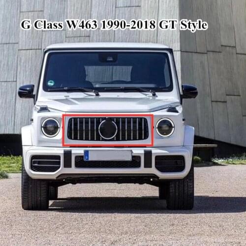 Front Bumper Grill Grille For M-ercedes B-ENZ G Class W463 G350d G500 G55 G63 GT Style 1990-2018 Black/Silver Kidney Mesh Grille