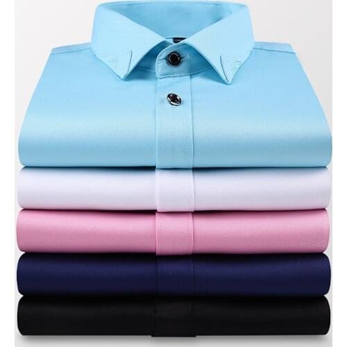 Pink Purple MenS Thin Short-Sleeved Shirt Summer New Dark Blue Light Blue Business Casual Shirt Male Brand White Slim Top