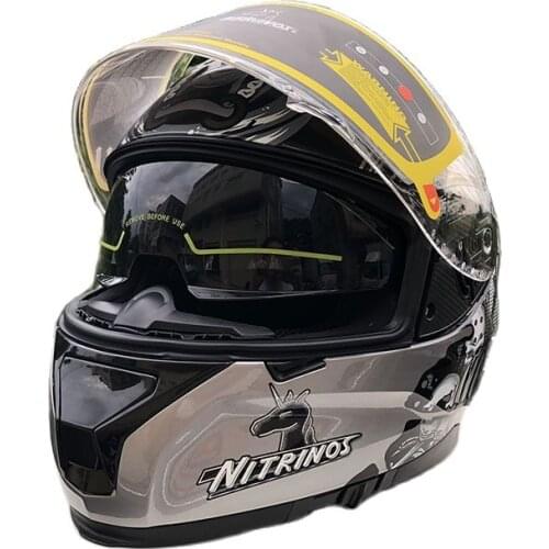 Full Face Riding Helmet Helmets Brand NITRINOS Capacete Dual Lens Safety Helmet Good Quality ECE