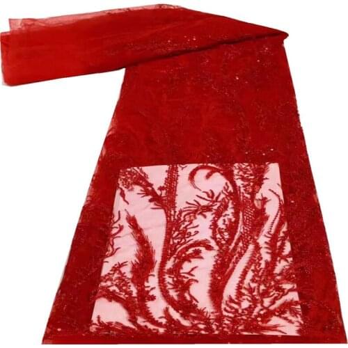 SJ Lace Handmade Beaded African Lace Fabric Embroidery Nigeria Lace Fabric 2021 High Quality Lace Wedding Party France xc3-28