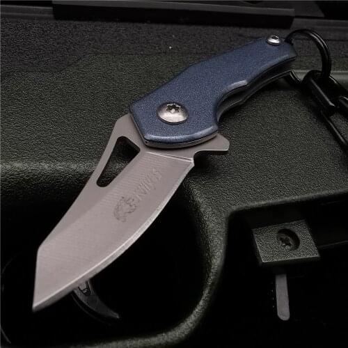 8CM (3') 58HRC Folding Knife, Pocket Knife Mini Fruit Knife, Outdoor Multi-function Tool, Sharp and Light, Black/blue