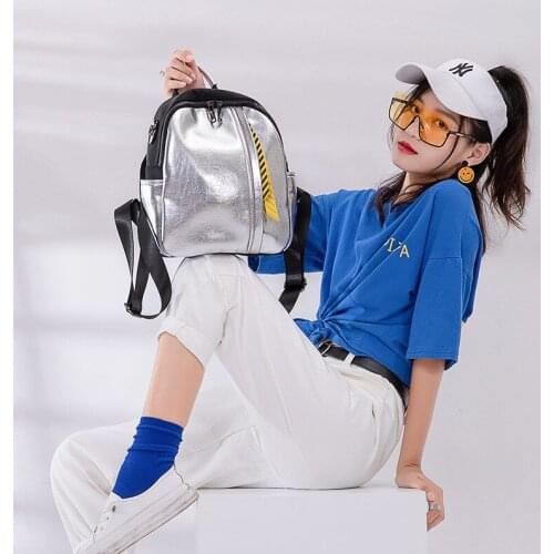 Bags womens bag 2021 new fashion hip hop foreign trade Korean silver reflective trend womens backpack Personalized backpacks
