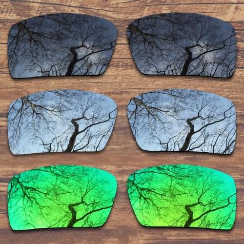ToughAsNails 3 Pairs Black.Silver.Green Polarized Replacement Lenses for Oakley Eyepatch 1&2 OO9136 Sunglasses